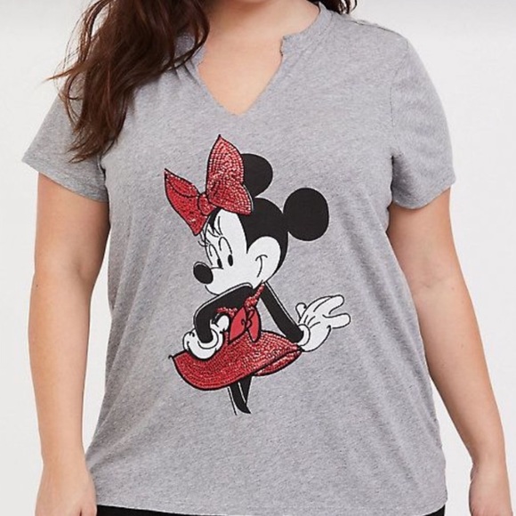 torrid Tops - Torrid Minnie Mouse Sequin Grey Tee